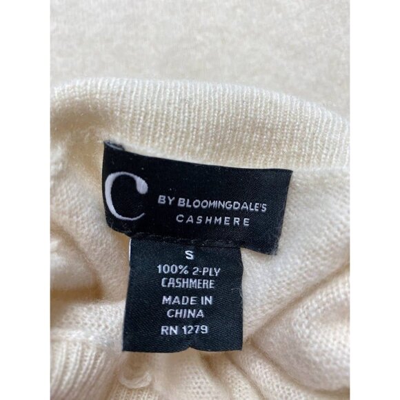 C by Bloomingdales Cashmere Ivory Mock Neck Sleeveless Sweater Sz Small *FLAW* - Picture 7 of 7